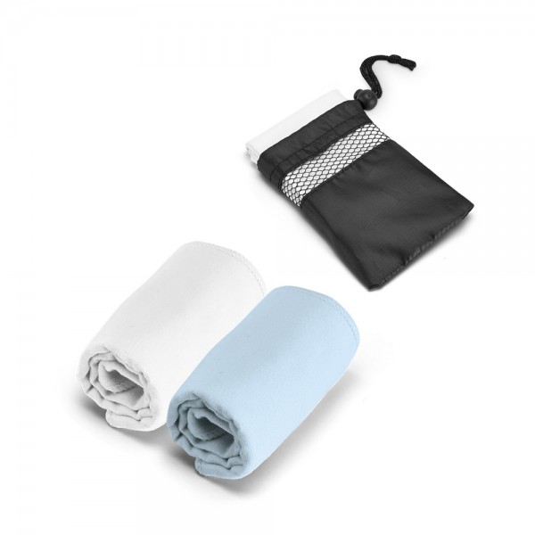 TRAVIS. Asciugamano sportivo in microfibra con custodia 190T (210 g/m²)