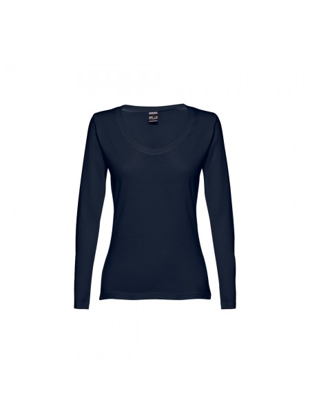 THC BUCHAREST WOMEN. T-shirt da donna sfiancata a maniche lunghe in cotone - Blu THC BUCHAREST WOMEN. T-shirt da donna sfiancata a maniche lunghe in cotone - Blu
