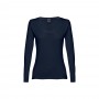 THC BUCHAREST WOMEN. T-shirt da donna sfiancata a maniche lunghe in cotone - Blu