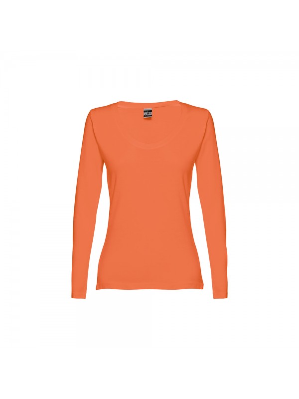 THC BUCHAREST WOMEN. T-shirt da donna sfiancata a maniche lunghe in cotone - Terracotta THC BUCHAREST WOMEN. T-shirt da donna sfiancata a maniche lunghe in cotone - Terracotta