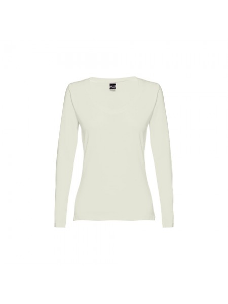 THC BUCHAREST WOMEN. T-shirt da donna sfiancata a maniche lunghe in cotone - Verde pastello THC BUCHAREST WOMEN. T-shirt da donna sfiancata a maniche lunghe in cotone - Verde pastello