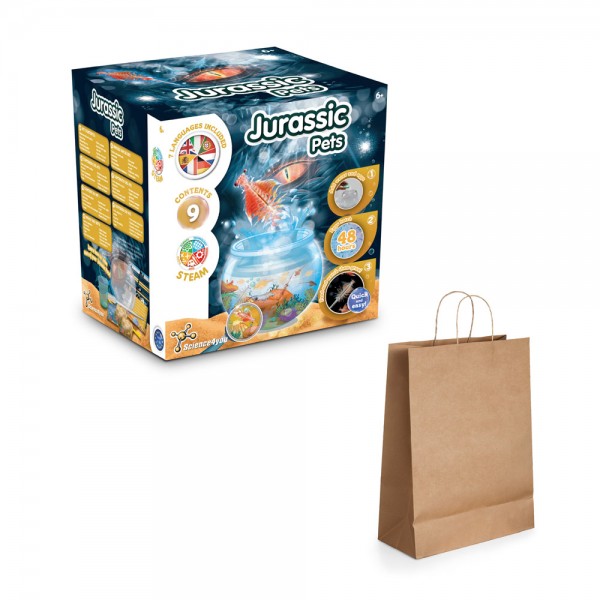 Jurassic Pets Kit II. Gioco educativo sacchetto regalo in carta kraft (115 g/m²), realizzato con materiale certificato FSC™ e altri materiali controllati