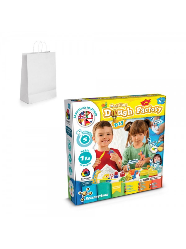 Modeling Dough Factory Kit III. Gioco educativo fornito con un sacchetto regalo in carta kraft (100 g/m²) Modeling Dough Factory Kit III. Gioco educativo fornito con un sacchetto regalo in carta kraft (100 g/m²)