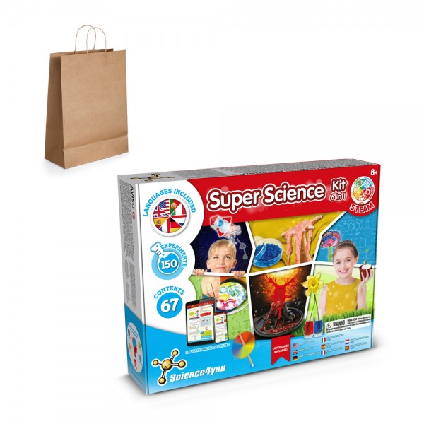 6 in 1 Super Science Kit III. Kit educativo sacchetto regalo in carta kraft (115 g/m²)
