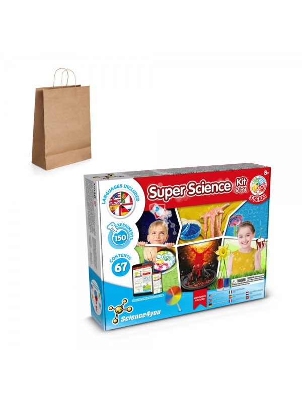6 in 1 Super Science Kit III. Kit educativo sacchetto regalo in carta kraft (115 g/m²) 6 in 1 Super Science Kit III. Kit educativo sacchetto regalo in carta kraft (115 g/m²)