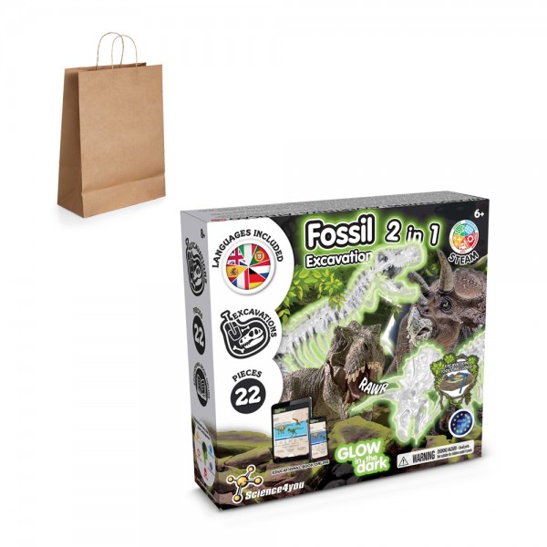2 in 1 Fossil Excavation Kit III. Gioco educativo sacchetto regalo in carta kraft (115 g/m²)