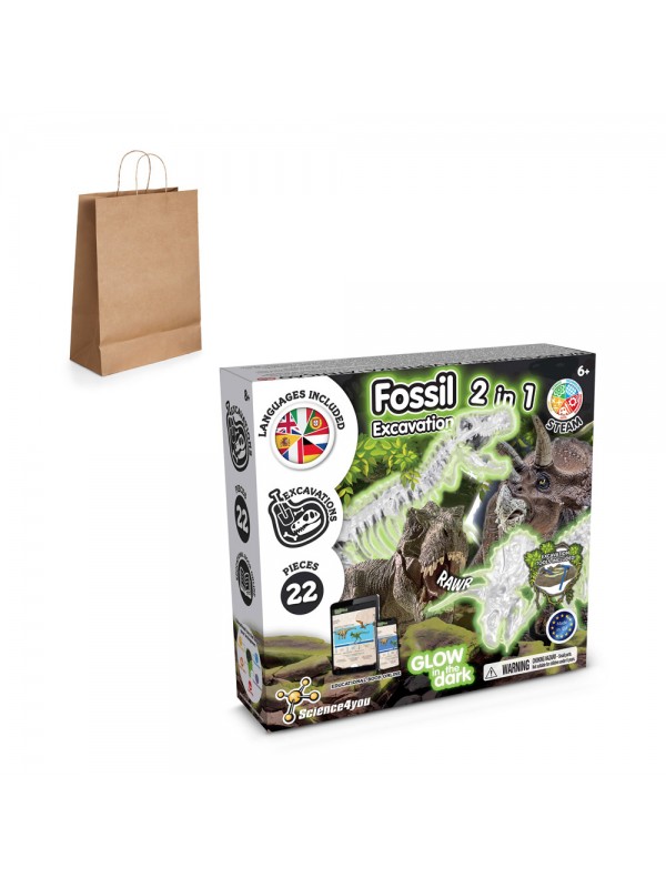 2 in 1 Fossil Excavation Kit III. Gioco educativo sacchetto regalo in carta kraft (115 g/m²)
