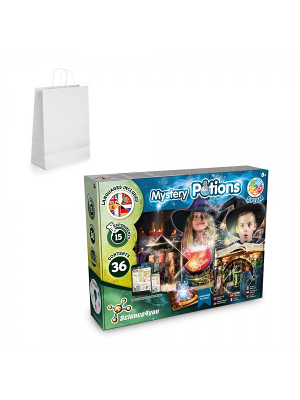 Mystery Potions Kit II. Kit educativo fornito con un sacchetto regalo in carta kraft (100 g/m²) Mystery Potions Kit II. Kit educativo fornito con un sacchetto regalo in carta kraft (100 g/m²)