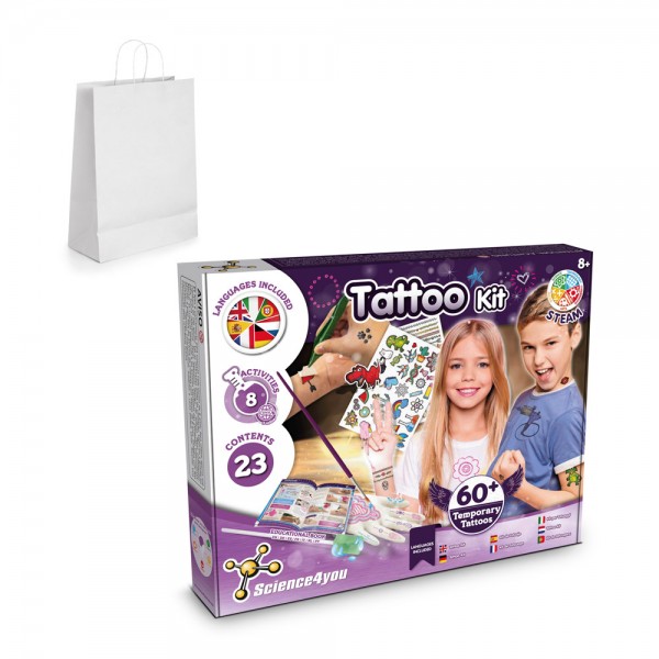Tattoo Factory Kit II. Gioco educativo fornito con un sacchetto regalo in carta kraft (100 g/m²)