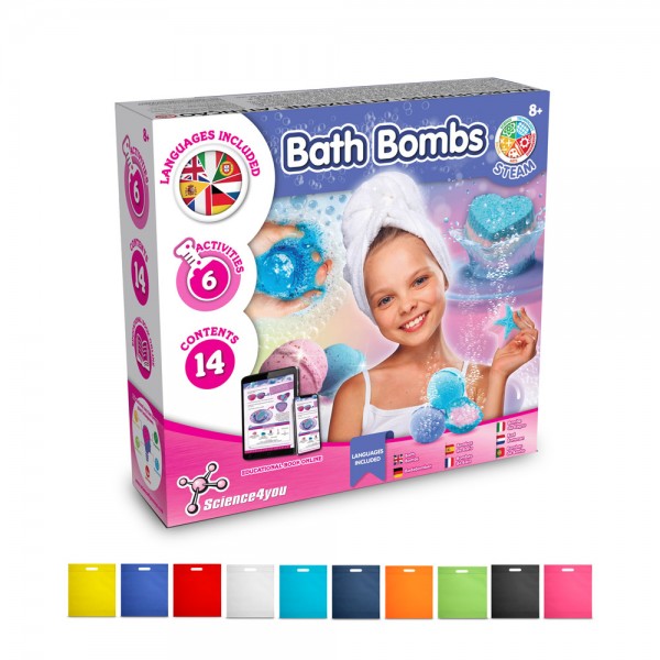 Bath Bombs Kit IV. Giocattolo educativo fornito con un sacchetto regalo in tessuto non tessuto (80 g/m²)