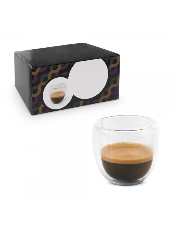EXPRESSO. Set da caffè in vetro borosilicato con 2 tazze - Trasparente