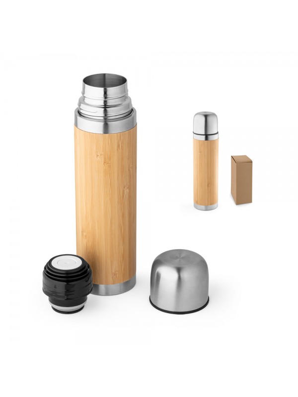 CEYLON. Borraccia termica in bambù e acciaio inox 450 mL - Naturale