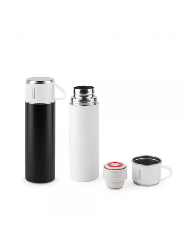 COMANECI. Borraccia in acciaio inox con doppia parete (90% riciclato) con finitura opaca 490 mL - Nero
