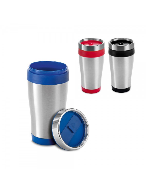 BATUM. Bicchiere da viaggio in acciaio inox e PP 420 mL - Nero