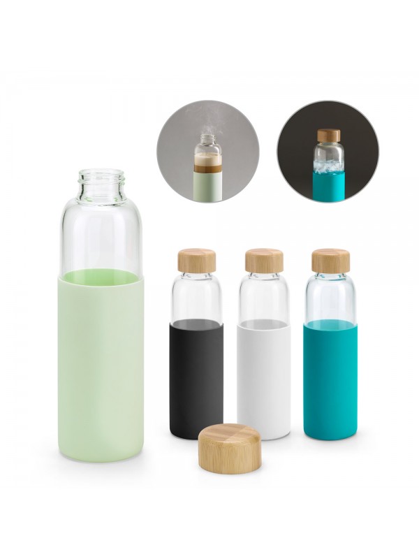 DAKAR. Borraccia in vetro borosilicato e bambù 600 mL - Nero