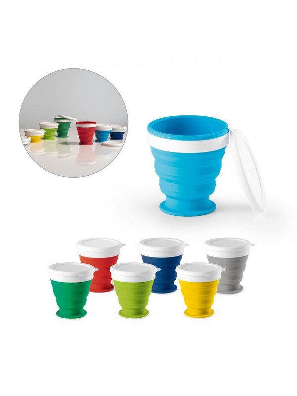 ASTRADA. Bicchiere da viaggio pieghevole in silicone e PP 250 mL - Blu