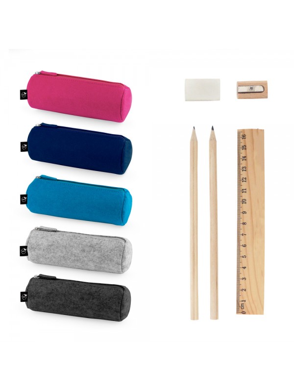 NOMAD. Astuccio multiuso in feltro riciclato (100% rPET) con righello, matite, gomma e temperino NOMAD. Astuccio multiuso in feltro riciclato (100% rPET) con righello, matite, gomma e temperino