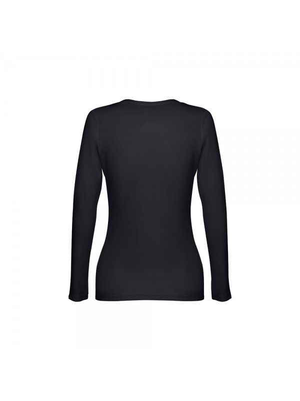 THC BUCHAREST WOMEN II. T-shirt da donna sfiancata a maniche lunghe in cotone - Nero