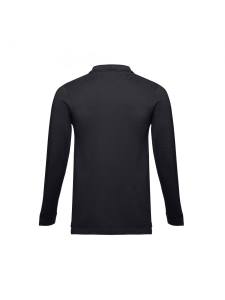 THC BERN II. Polo da uomo a maniche lunghe in cotone cardato - Blu notte