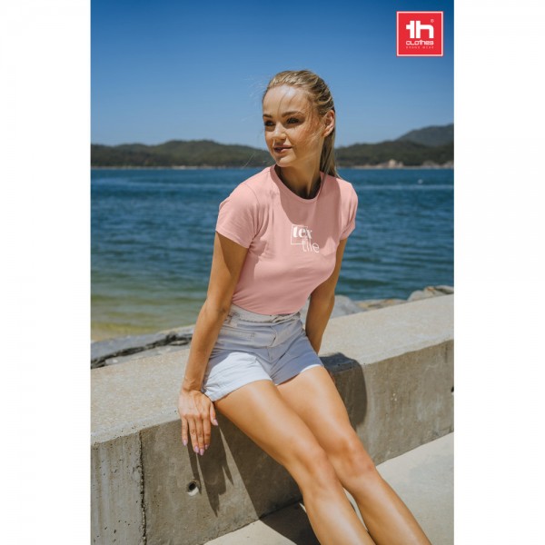 THC SOFIA. T-shirt sfiancata da donna in cotone - Rosa