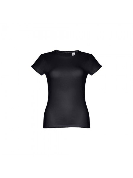 THC SOFIA. T-shirt sfiancata da donna in cotone - Nero THC SOFIA. T-shirt sfiancata da donna in cotone - Nero