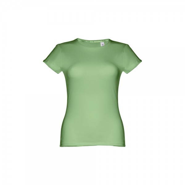 THC SOFIA. T-shirt sfiancata da donna in cotone - Giada verde