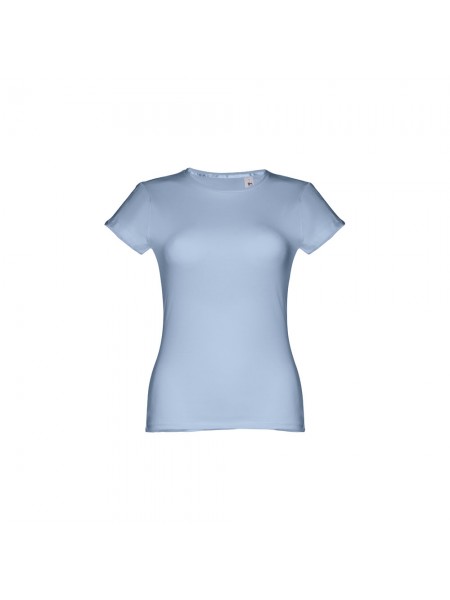 THC SOFIA. T-shirt sfiancata da donna in cotone - Celeste pastello THC SOFIA. T-shirt sfiancata da donna in cotone - Celeste pastello