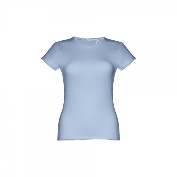 THC SOFIA. T-shirt sfiancata da donna in cotone - Celeste pastello