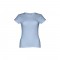 THC SOFIA. T-shirt sfiancata da donna in cotone - Celeste pastello