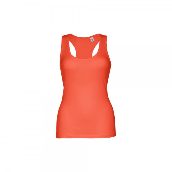 THC TIRANA. T-shirt da donna senza maniche in cotone - Arancione corallo
