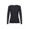 THC BUCHAREST WOMEN. T-shirt da donna sfiancata a maniche lunghe in cotone - Nero