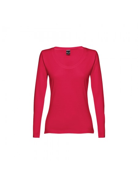 THC BUCHAREST WOMEN. T-shirt da donna sfiancata a maniche lunghe in cotone - Rosso THC BUCHAREST WOMEN. T-shirt da donna sfiancata a maniche lunghe in cotone - Rosso