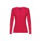 THC BUCHAREST WOMEN. T-shirt da donna sfiancata a maniche lunghe in cotone - Rosso