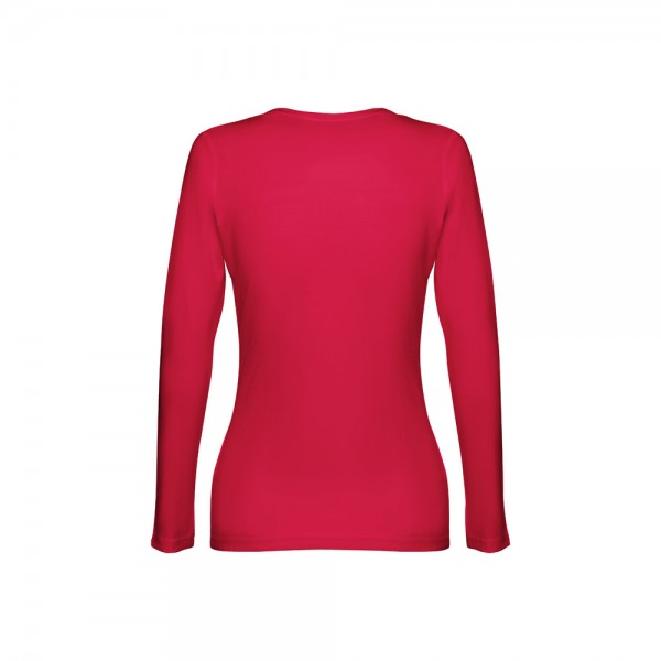 THC BUCHAREST WOMEN. T-shirt da donna sfiancata a maniche lunghe in cotone - Rosso