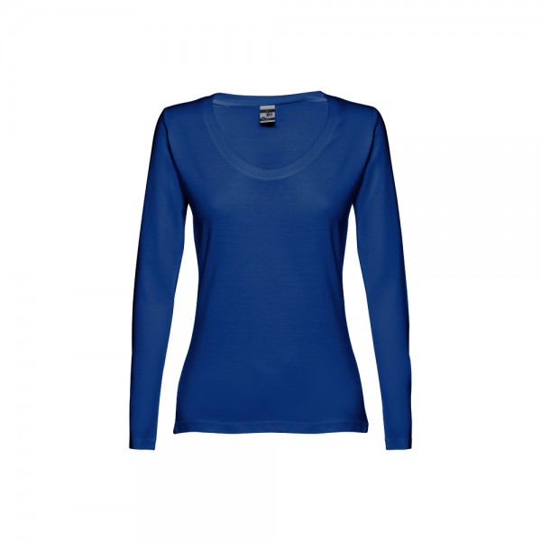 THC BUCHAREST WOMEN. T-shirt da donna sfiancata a maniche lunghe in cotone - Blu reale