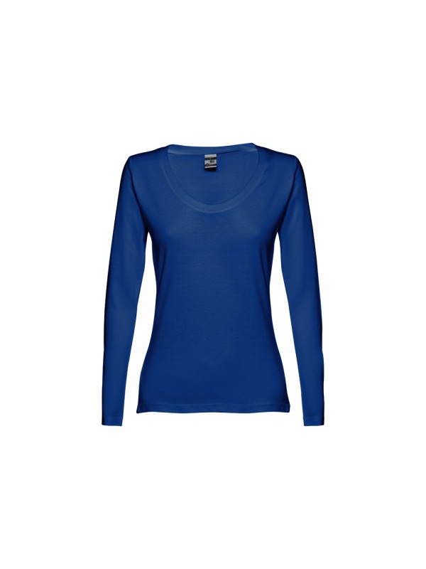 THC BUCHAREST WOMEN. T-shirt da donna sfiancata a maniche lunghe in cotone - Blu reale THC BUCHAREST WOMEN. T-shirt da donna sfiancata a maniche lunghe in cotone - Blu reale