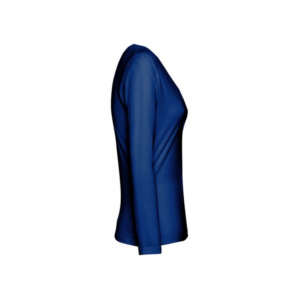 THC BUCHAREST WOMEN. T-shirt da donna sfiancata a maniche lunghe in cotone - Blu reale