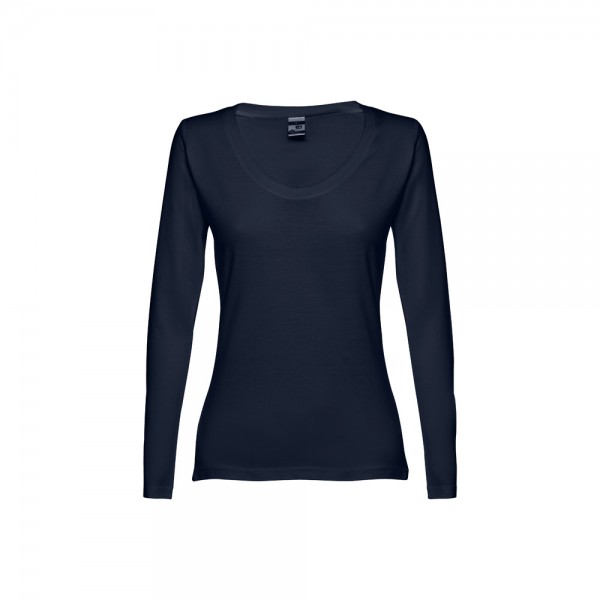 THC BUCHAREST WOMEN. T-shirt da donna sfiancata a maniche lunghe in cotone - Blu scuro
