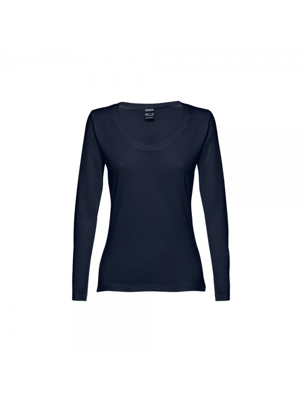 THC BUCHAREST WOMEN. T-shirt da donna sfiancata a maniche lunghe in cotone - Blu scuro THC BUCHAREST WOMEN. T-shirt da donna sfiancata a maniche lunghe in cotone - Blu scuro
