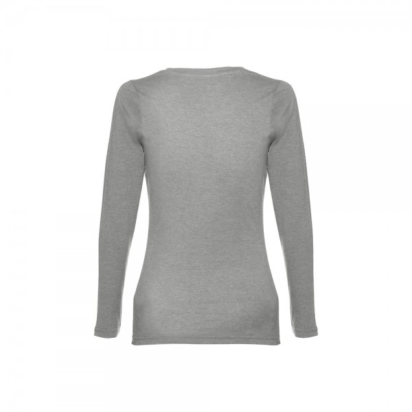 THC BUCHAREST WOMEN. T-shirt da donna sfiancata a maniche lunghe in cotone - Grigio chiaro mélange