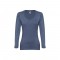 THC BUCHAREST WOMEN. T-shirt da donna sfiancata a maniche lunghe in cotone - Blu mélange