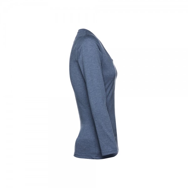 THC BUCHAREST WOMEN. T-shirt da donna sfiancata a maniche lunghe in cotone - Blu mélange