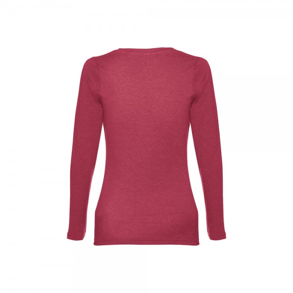 THC BUCHAREST WOMEN. T-shirt da donna sfiancata a maniche lunghe in cotone - Rosso mélange