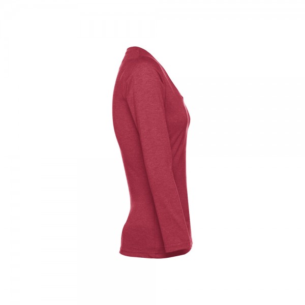 THC BUCHAREST WOMEN. T-shirt da donna sfiancata a maniche lunghe in cotone - Rosso mélange