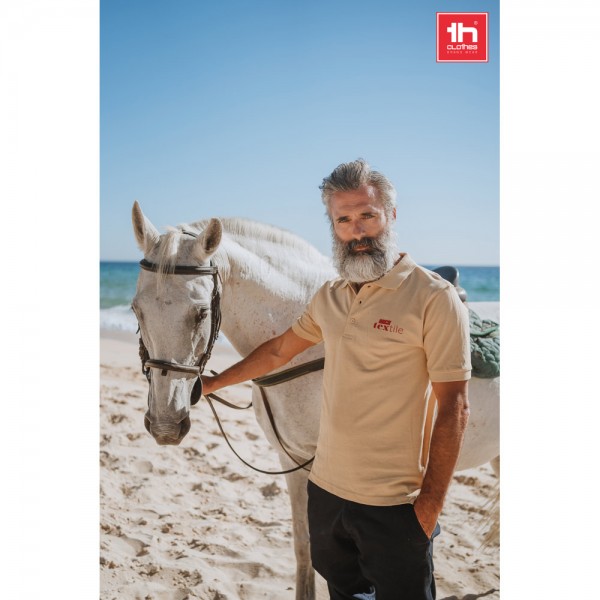 THC ADAM. Polo da uomo in cotone a maniche corte - Giallo