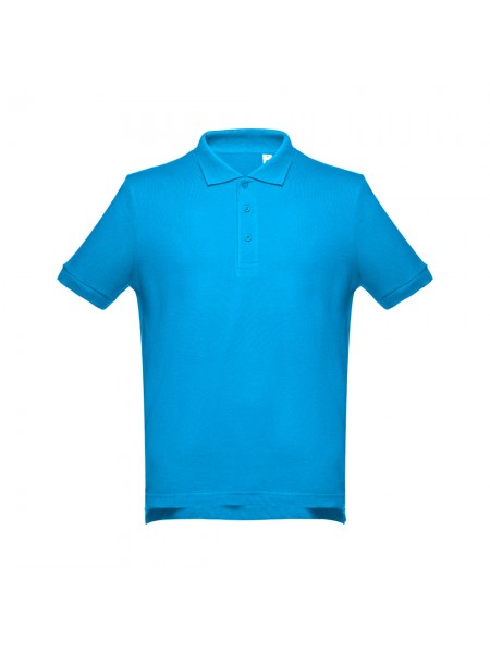THC ADAM. Polo da uomo in cotone a maniche corte - Azzurro mare THC ADAM. Polo da uomo in cotone a maniche corte - Azzurro mare