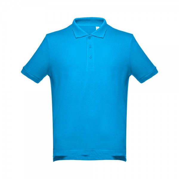 THC ADAM. Polo da uomo in cotone a maniche corte - Azzurro mare