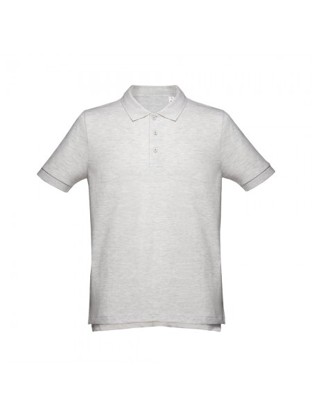 THC ADAM. Polo da uomo in cotone a maniche corte - Bianco mélange THC ADAM. Polo da uomo in cotone a maniche corte - Bianco mélange