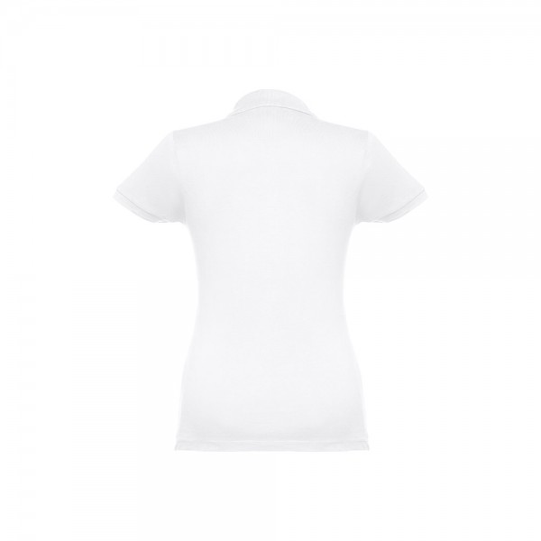 THC EVE WH. Polo da donna a maniche corte con cintura in cotone cardato - Bianco