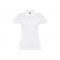 THC EVE WH. Polo da donna a maniche corte con cintura in cotone cardato - Bianco